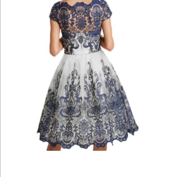 Navy Lace layered scalloped accents midi - Picture 4 of 8